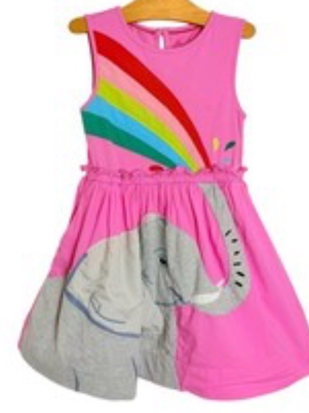 Mini Boden Elephant Rainbow Appliqué Dress Sz 6/7